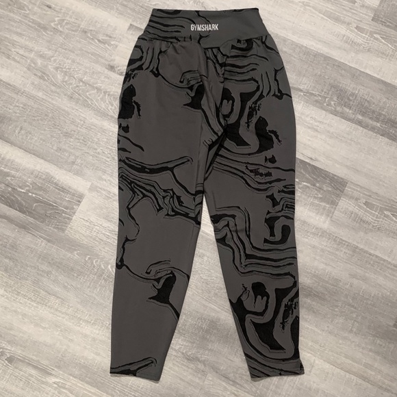 Gymshark GS Power Bottoms Black Gray Swirl High Waisted Pants Women's Medium M - Picture 10 of 12